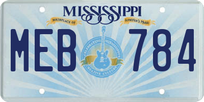 MS license plate MEB784