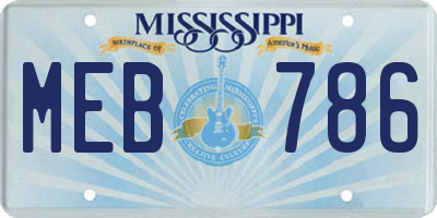 MS license plate MEB786