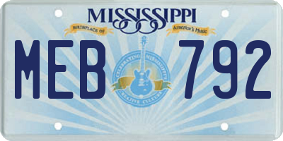 MS license plate MEB792