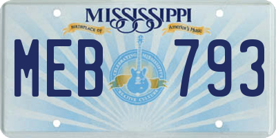MS license plate MEB793