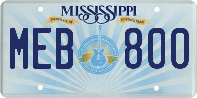 MS license plate MEB800