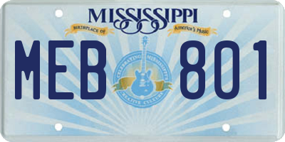 MS license plate MEB801