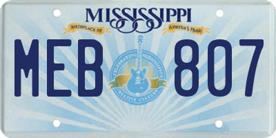 MS license plate MEB807