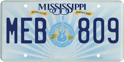 MS license plate MEB809