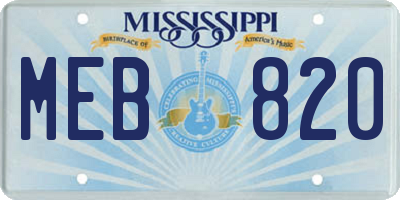 MS license plate MEB820