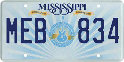 MS license plate MEB834
