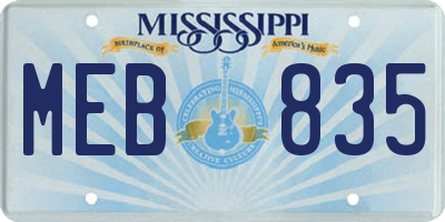 MS license plate MEB835