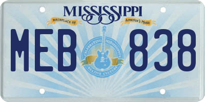 MS license plate MEB838