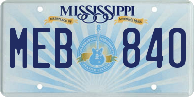 MS license plate MEB840