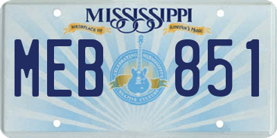 MS license plate MEB851