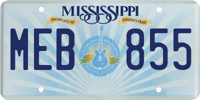 MS license plate MEB855