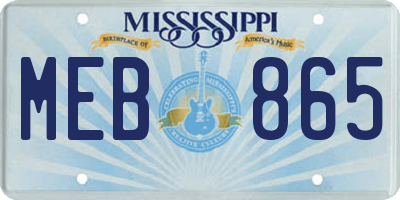 MS license plate MEB865