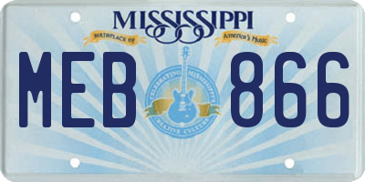 MS license plate MEB866