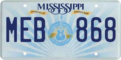 MS license plate MEB868