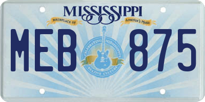 MS license plate MEB875