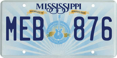 MS license plate MEB876