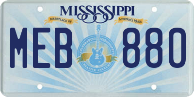 MS license plate MEB880