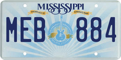 MS license plate MEB884