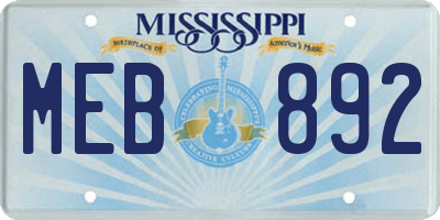 MS license plate MEB892