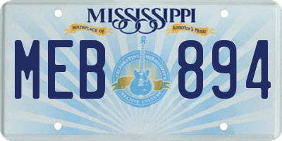 MS license plate MEB894