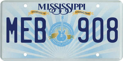 MS license plate MEB908