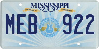 MS license plate MEB922