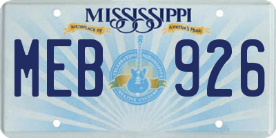 MS license plate MEB926