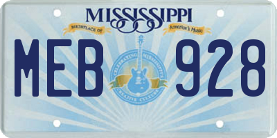 MS license plate MEB928