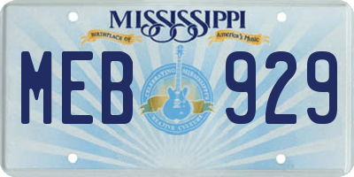 MS license plate MEB929