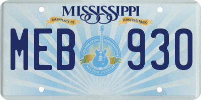 MS license plate MEB930
