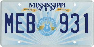 MS license plate MEB931
