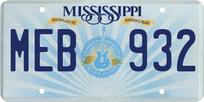 MS license plate MEB932