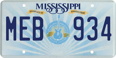 MS license plate MEB934