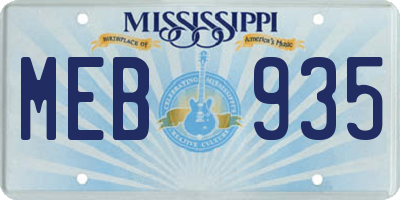 MS license plate MEB935