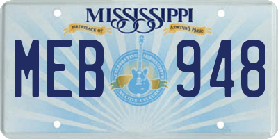 MS license plate MEB948
