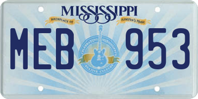 MS license plate MEB953
