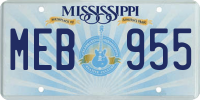 MS license plate MEB955