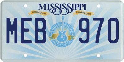 MS license plate MEB970