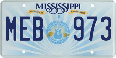 MS license plate MEB973