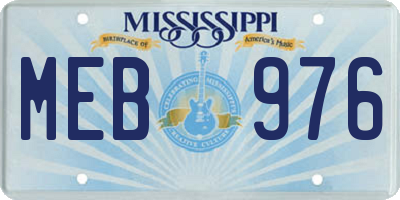 MS license plate MEB976