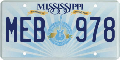 MS license plate MEB978