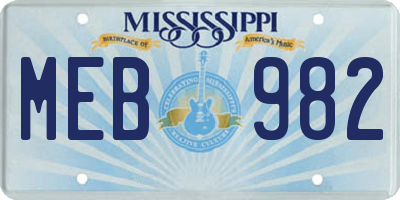 MS license plate MEB982