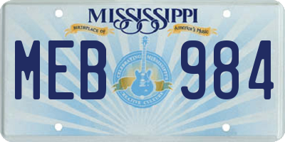 MS license plate MEB984