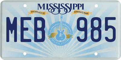 MS license plate MEB985