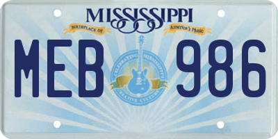 MS license plate MEB986