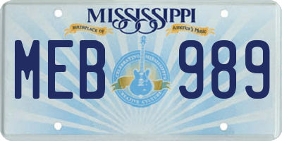 MS license plate MEB989