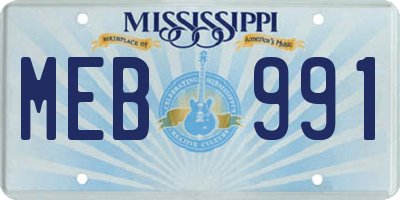 MS license plate MEB991
