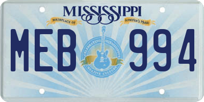 MS license plate MEB994