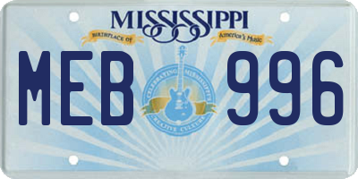 MS license plate MEB996