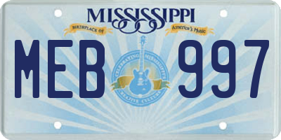 MS license plate MEB997